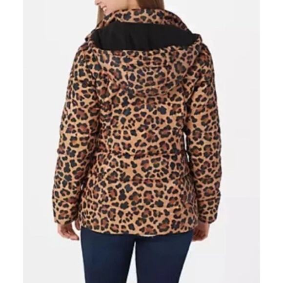 G.I.L.I. Zip Front Fleece Lined Printed Puffer Jacket in Leopard Size 1X NWOT - Picture 4 of 11